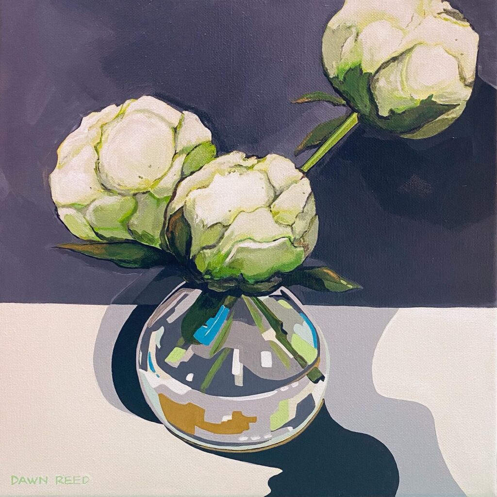 "Cabbages on a stick" Acrylic on traditional 3/4" wrapped canvas 12 x 12" (30 x30cm)  SOLD