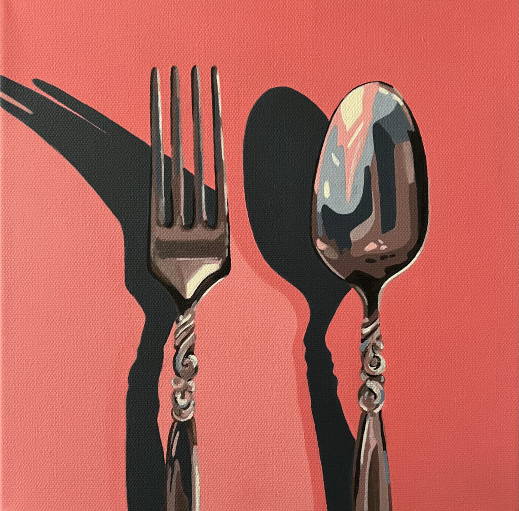 "Dinner is served" Acrylic on gallery wrapped canvas 10 x 10" (25 x 25 cm) SOLD