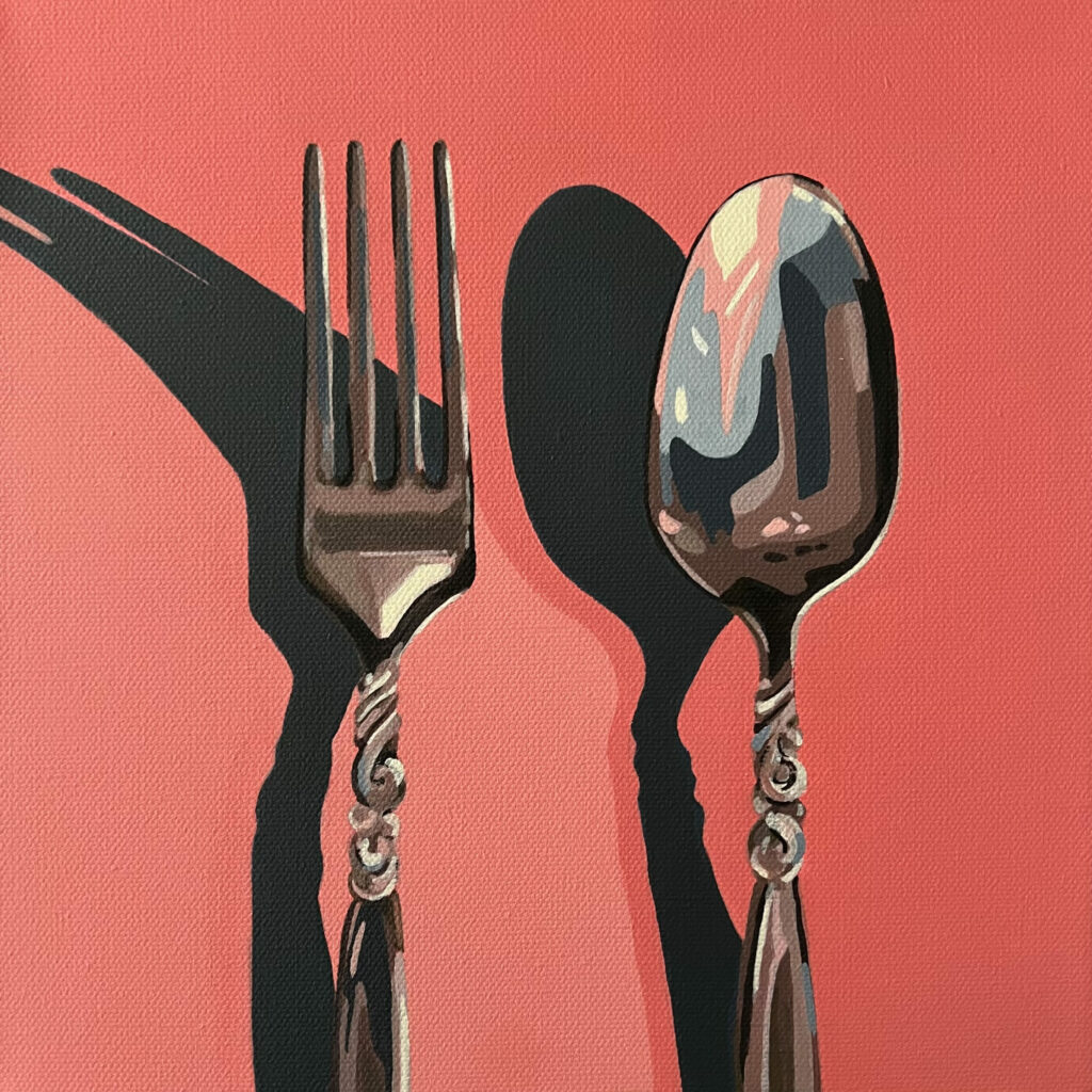 "Dinner is served" Acrylic on gallery wrapped canvas 10 x 10" (25 x 25 cm) SOLD